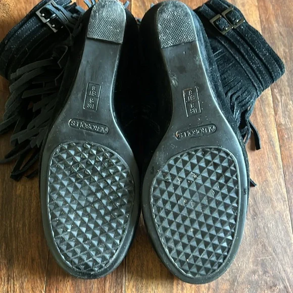 Aerosoles Black Suede Womens Ankle Wedges With Tassel Size 8 - Picture 7 of 12
